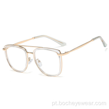 Novos óculos de lentes ópticas TR90 de armação grande e óculos anti-luz azul com armação redonda de metal podem ser equipados com óculos para miopia